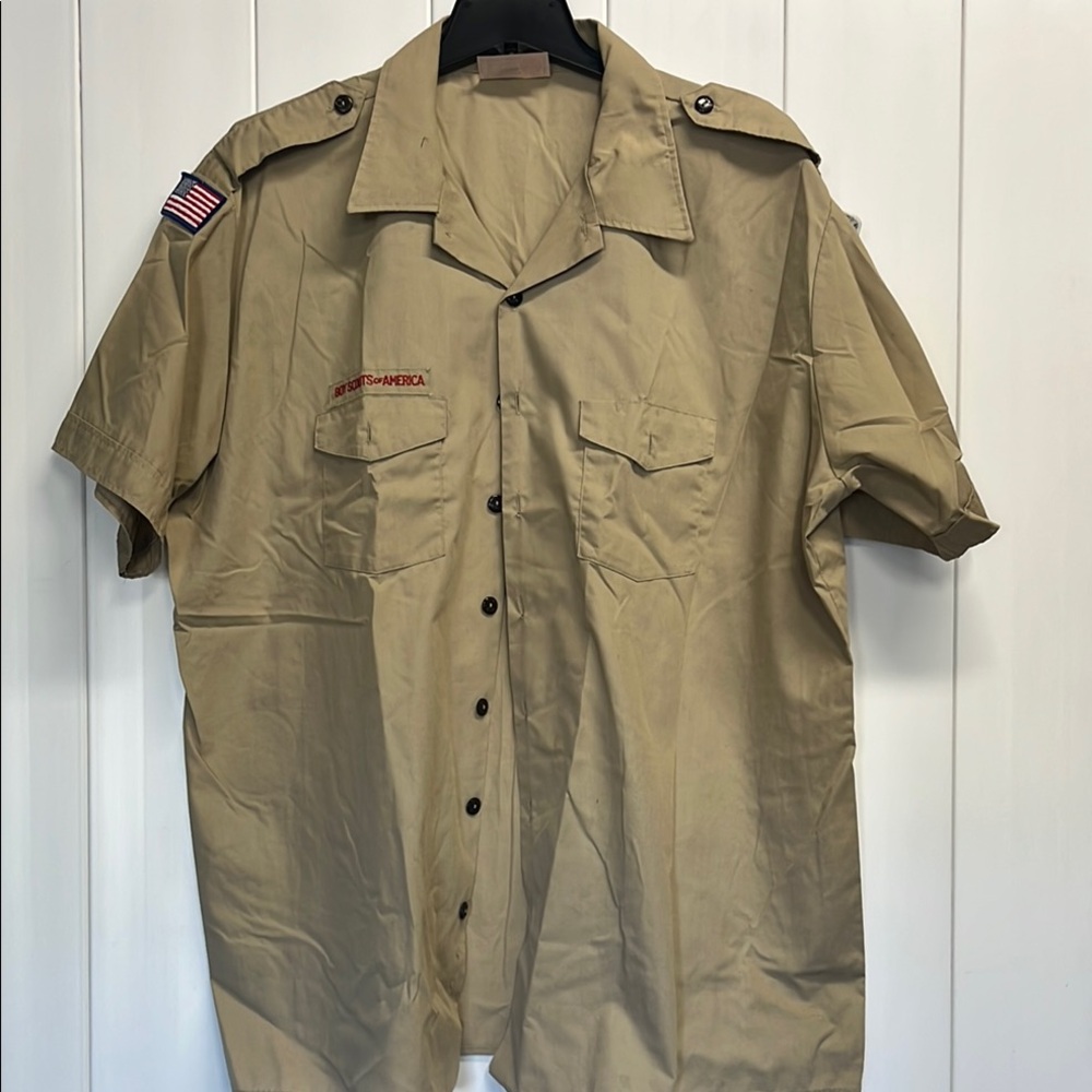 Men’s BSA Beige Short Sleeve Button-Up Shirt Size 3X